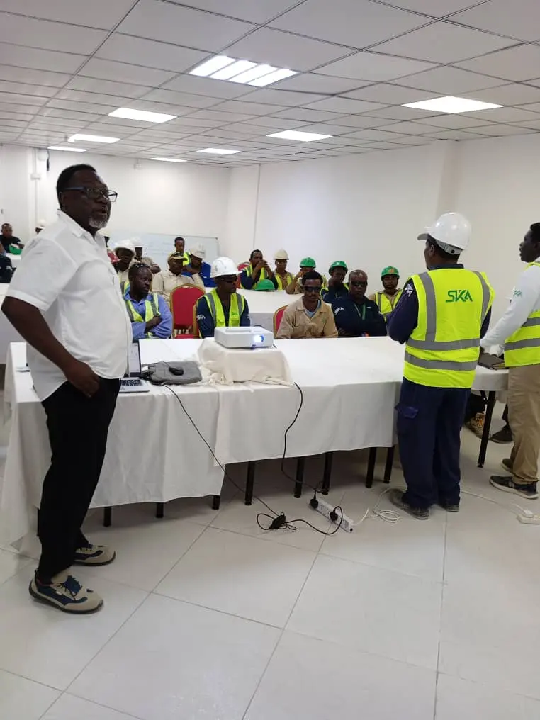 HSEQ instructor leading a classroom workplace safety session in Somalia